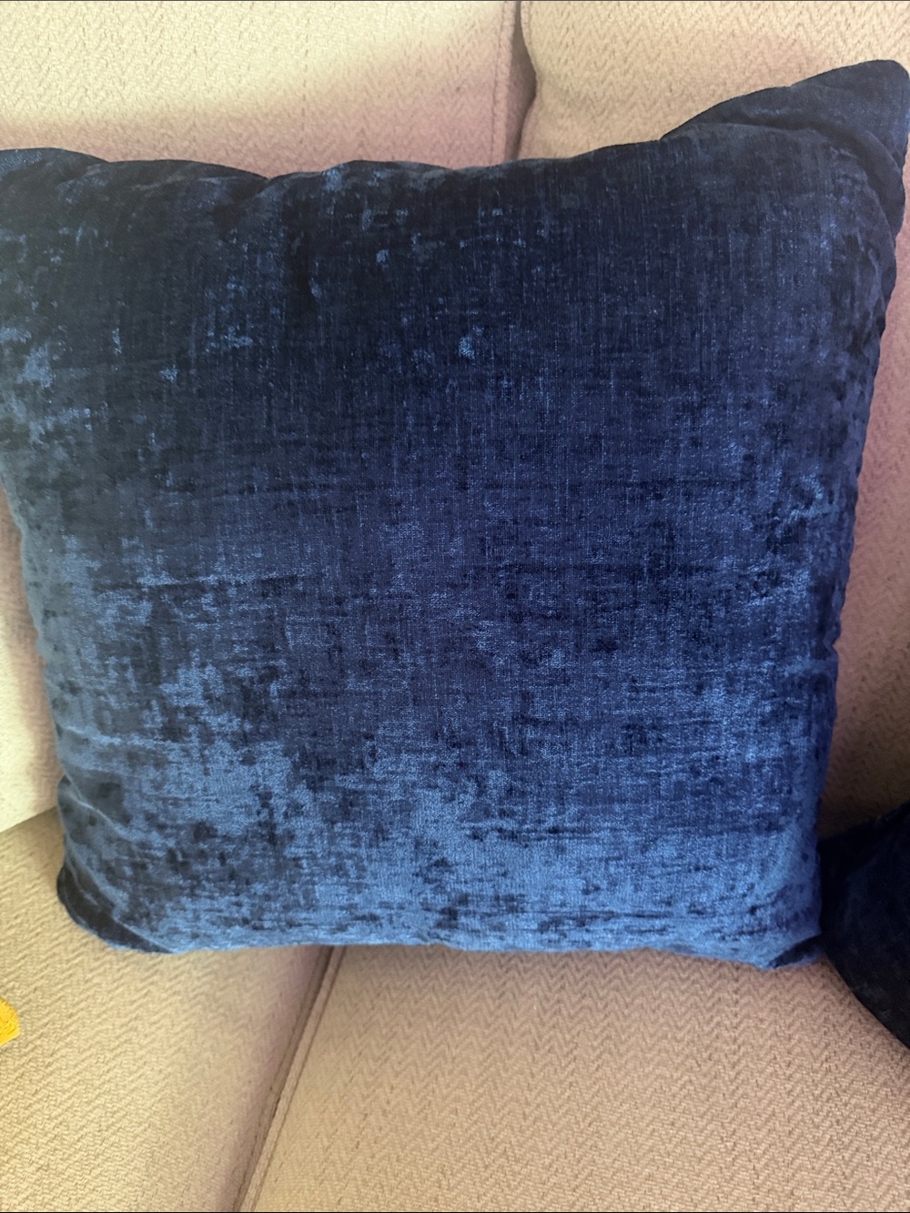 Two plush Velvet Accent Pillow in Navy Blue - Picture 2 of 6
